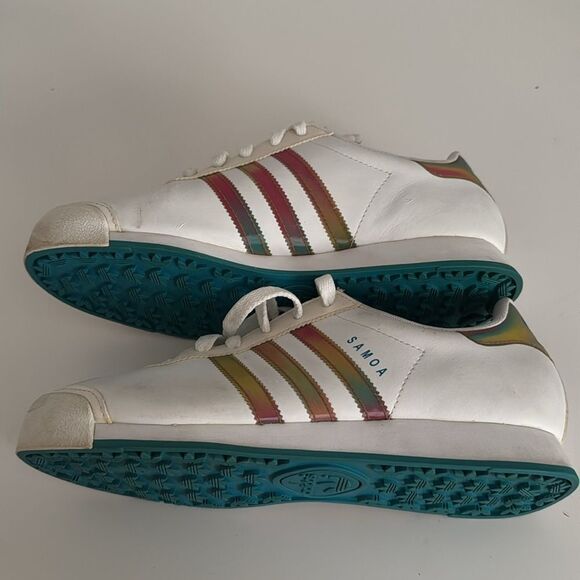 Adidas Samoa White Sneakers with Multicolor Stripes EUC - Picture 5 of 5